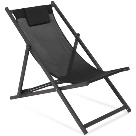 Lot De 2 Chiliennes LOTA En Acier Et Toile Textilène Noire 7 Lot De 2 Chiliennes LOTA En Acier Et Toile Textilène Noire – Image 5