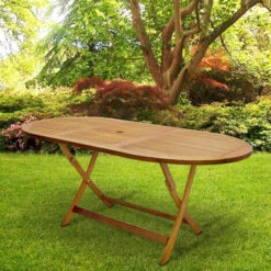 Casaria Table De Jardin Boston Pliable Support De Parasol Bois D'acacia Pré-huilé Résistant Aux Intempéries Robuste Extérieur -Promos Garde Plante Boutique 81191120 3