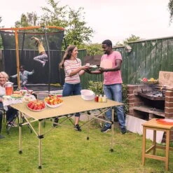 Table Pliante, SDLOGAL, 95x 56x 50 Cm(LxWxH), Table De Camping Pliable Avec Cadre En Aluminium, Plateau De Table Enroulable, Ultraléger Et Compact, Table De Camping Avec Sac De Transport -Promos Garde Plante Boutique 81554635 4