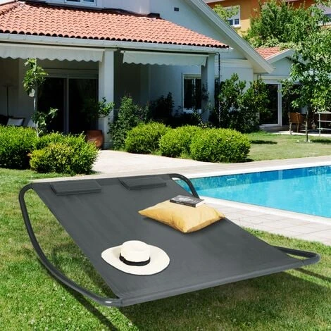 Lit Bain De Soleil 180 CM Avec Toile Gris Anthracite Structure Gris Foncé 6 Lit Bain De Soleil 180 CM Avec Toile Gris Anthracite Structure Gris Foncé – Image 4