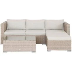 Salon De Jardin En Résine Pour 4 Personnes - Torino Naturel / Beige -Promos Garde Plante Boutique 82079905 4