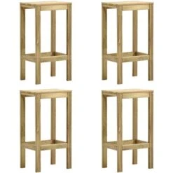 Lot De 4 Tabourets De Bar De Jardin Moderne Bois De Pin Imprégné,40 X 36 X 75 Cm