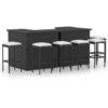 Meuble De Bar De Jardin 8 Pcs - Moderne - Meuble De Jardin Avec Coussins Résine Tressée Noir Balcon 8535 -Promos Garde Plante Boutique 82091137 1