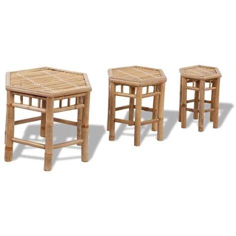 Lot De 3 Tabourets De Jardin Moderne Bambou ,28 X 24 X 32 Cm 3 Lot De 3 Tabourets De Jardin Moderne Bambou ,28 X 24 X 32 Cm
