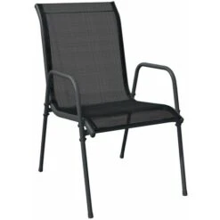 Lot De 4 Chaises De Jardin Moderne Acier Et Textilène Noir,51 X 66 X 88 Cm -Promos Garde Plante Boutique 82093141 3