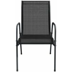 Lot De 4 Chaises De Jardin Moderne Acier Et Textilène Noir,51 X 66 X 88 Cm -Promos Garde Plante Boutique 82093141 4