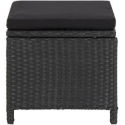 Lot De 4 Tabourets De Jardin Moderne Avec Coussins Résine Tressée Noir,40,5 X 40,5 X 35 Cm -Promos Garde Plante Boutique 82093760 4