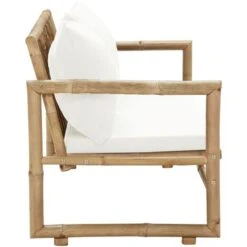 Banquette D'extérieur - Moderne Canapé De Jardin à 2 Places Avec Coussins Bambou Pour Terrasse Balcon FR5274 -Promos Garde Plante Boutique 82098647 3