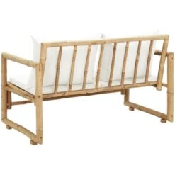 Banquette D'extérieur - Moderne Canapé De Jardin à 2 Places Avec Coussins Bambou Pour Terrasse Balcon FR5274 -Promos Garde Plante Boutique 82098647 4