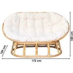 Canape Papasan En Rotin Avec Coussin 172x109xh100cm Canape En Rotin - Le Rotin