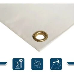 TECPLAST Toile Pergola Blanc Crème 4x5 M 640PR - Qualité 8 Ans - Bâche Pergola Ou Tonnelle étanche En PVC Pour Terrasse -Promos Garde Plante Boutique 82162212 4