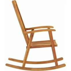 Fauteuil Salon Berçant Décor - Chaise à Bascule Bois D'acacia Massif - Rocking Chair Contemporain Best947011 -Promos Garde Plante Boutique 82849687 3