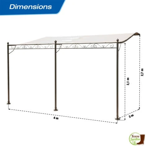 Tonnelle Adossée Beige 4 X 3 M 7 Tonnelle Adossée Beige 4 X 3 M – Image 5