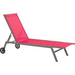 Transat Structure En Acier Sur Roues Dossier Réglable Textile Rouge Levanzo -Promos Garde Plante Boutique 83724522 5