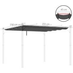 OUTSUNNY Toile De Rechange Pour Pergola Rétractable 3 X 3 M Polyester Haute Densité 180 G/m² Imperméabilisé Gris -Promos Garde Plante Boutique 83825217 3