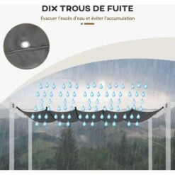 OUTSUNNY Toile De Rechange Pour Pergola Rétractable 3 X 3 M Polyester Haute Densité 180 G/m² Imperméabilisé Gris -Promos Garde Plante Boutique 83825217 5