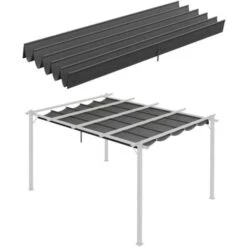 OUTSUNNY Toile De Rechange Pour Pergola Rétractable 4 X 3 M Polyester Haute Densité 180 G/m² Imperméabilisé Gris