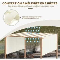 OUTSUNNY Toile De Rechange Pour Pergola 3 X 3 M Polyester Haute Densité 180 G/m² Beige -Promos Garde Plante Boutique 83831552 5