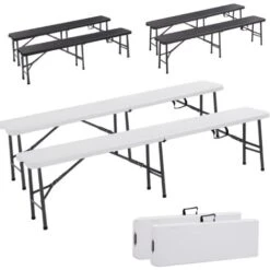 AREBOS 2X Bancs Pliables Pliant Banc De Camping Picnic Bancs De Brasserie