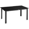 OUTSUNNY Table De Jardin Rectangulaire 6 Personnes Dim. 150L X 90l X 74H Cm Alu. Plateau Verre Trempé Noir