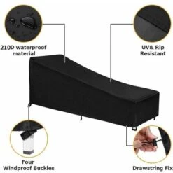 Housse Pour Mobilier De Jardin Housse Pour Chaise Longue De Jardin Avec Grilles D'aération. Housse De Chaise Longue Imperméable Housse Bain De Soleil Tissu Oxford 210D (208x76x41/79CM) (Gris) -Promos Garde Plante Boutique 85563289 4