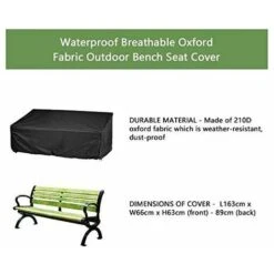 Housse De Protection Pour Banc De Jardin 3 Places, Housse De Banc Extérieure Imperméable En Tissu Oxford 210D Housse De Protection Anti-UV Pour Banc Fauteuil Housse De Banc (164x66x63 / 89cm) -Promos Garde Plante Boutique 85777807 5