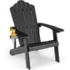COSTWAY Fauteuil De Jardin Adirondack En HIPS Bois Massif Imperméable Avec Porte-Gobelet Charge 170KG Pour Piscine Terrasse, Noir 2 COSTWAY Fauteuil De Jardin Adirondack En HIPS Bois Massif Imperméable Avec Porte-Gobelet Charge 170KG Pour Piscine Terrasse, Noir -Promos Garde Plante Boutique 86501446 1