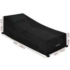 TRIP Housse Pour Chaise Longue De Jardin Avec Grilles D’aération, Imperméable, Coupe-Vent, Anti-UV, Robuste Tissu Oxford 210D Housse De Protection Bain De Soleil, Transat (200x75x40/80cm) - Noir -Promos Garde Plante Boutique 86735718 2