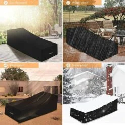 TRIP Housse Pour Chaise Longue De Jardin Avec Grilles D’aération, Imperméable, Coupe-Vent, Anti-UV, Robuste Tissu Oxford 210D Housse De Protection Bain De Soleil, Transat (200x75x40/80cm) - Noir -Promos Garde Plante Boutique 86735718 3
