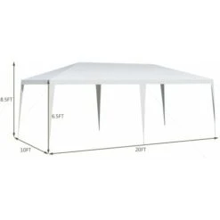 COSTWAY Tonnelle De Jardin 3 M X 6 M Étanche/Tente De Réception/Barnum En Tube Métal 6 Cordes à Vent Et 12 Piquets, Pour Fêtes Commercial Mariage, Blanc -Promos Garde Plante Boutique 86980787 4
