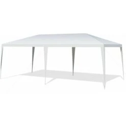 COSTWAY Tonnelle De Jardin 3 M X 6 M Étanche/Tente De Réception/Barnum En Tube Métal 6 Cordes à Vent Et 12 Piquets, Pour Fêtes Commercial Mariage, Blanc -Promos Garde Plante Boutique 86980787 5