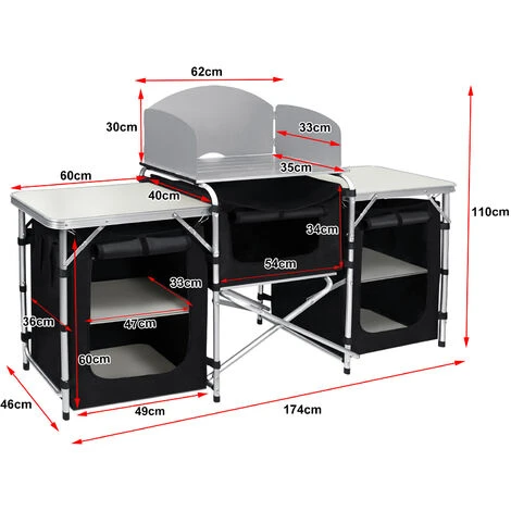 AUFUN Cuisine De Camping, Armoire De Camping Pliable Avec Cadre En Aluminium (174 X 46 X 110 Cm) 4 AUFUN Cuisine De Camping, Armoire De Camping Pliable Avec Cadre En Aluminium (174 X 46 X 110 Cm) – Image 2