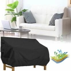 Housse De Protection Pour Canapé De Jardin - Imperméable - En Tissu Oxford 210D - Revêtement Argenté - Résistante Aux UV - 147 X 83 X 79 Cm，nior -Promos Garde Plante Boutique 87198673 5