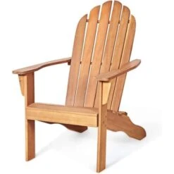 RELAX4LIFE Fauteuil Adirondack En Bois Acacia Massif, Certifié FSC, Résistant Aux Intempéries,Chaise D'Extérieur Charge Max 160 KG Pour Balcon, Terrasse, Plage, Naturel