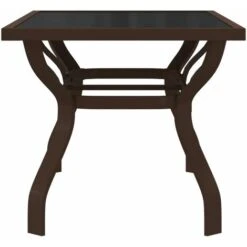 Table De Jardin Marron Et Noir 140x70x70 Cm Acier Et Verre -Promos Garde Plante Boutique 88834949 4