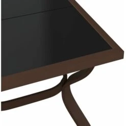 Table De Jardin Marron Et Noir 140x70x70 Cm Acier Et Verre -Promos Garde Plante Boutique 88834949 5