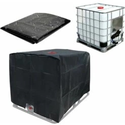 Bâche De Réservoir D'eau, Bâche Couverture Réservoir IBC Pour Cuve 1000L, Capôt De Protection Container Citerne Eau, Anti-poussière Anti-UV Anti-Pluie, 120x100x116cm (noir)，Starlight