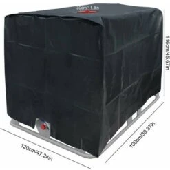Bâche De Réservoir D'eau, Bâche Couverture Réservoir IBC Pour Cuve 1000L, Capôt De Protection Container Citerne Eau, Anti-poussière Anti-UV Anti-Pluie, 120x100x116cm (noir)，Starlight -Promos Garde Plante Boutique 88885916 3