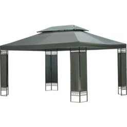 Mondeer Tonnelle De Jardin, Pavillon, Tonnelle De Double Toit, Protection Contre Le Soleil Et La Pluie, Convient Pour La Cour, Le Jardin, La Fête En Terrasse, 3x4m, Gris