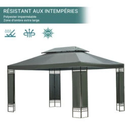 Mondeer Tonnelle De Jardin, Pavillon, Tonnelle De Double Toit, Protection Contre Le Soleil Et La Pluie, Convient Pour La Cour, Le Jardin, La Fête En Terrasse, 3x4m, Gris 10 Mondeer Tonnelle De Jardin, Pavillon, Tonnelle De Double Toit, Protection Contre Le Soleil Et La Pluie, Convient Pour La Cour, Le Jardin, La Fête En Terrasse, 3x4m, Gris -Promos Garde Plante Boutique 89076088 4