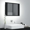 Armoire De Salle De Bain à Miroir à LED Noir 60x12x45 Cm -Promos Garde Plante Boutique 89119721 1