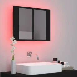 Armoire De Salle De Bain à Miroir à LED Noir 60x12x45 Cm 10 Armoire De Salle De Bain à Miroir à LED Noir 60x12x45 Cm -Promos Garde Plante Boutique 89119721 4