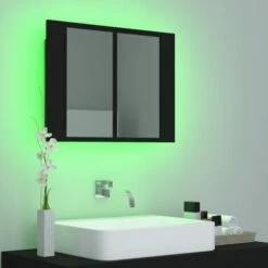 Armoire De Salle De Bain à Miroir à LED Noir 60x12x45 Cm 11 Armoire De Salle De Bain à Miroir à LED Noir 60x12x45 Cm -Promos Garde Plante Boutique 89119721 5