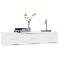 Étagère Murale Avec Tiroirs Blanc 88x26x18,5 Cm Aggloméré -Promos Garde Plante Boutique 89133094 3