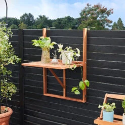 Deuba Table De Balcon Suspendue En Bois D'acacia Certifié FSC Table De Balcon Rabattable 64x45x87cm Extérieur