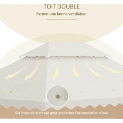 OUTSUNNY Toile De Rechange Pour Barnum Tonnelle 4 X 3 M Tissu Polyester Haute Densité 180 G/m² Anti-UV Crème -Promos Garde Plante Boutique 89605838 5