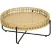 OUTSUNNY Table Basse De Jardin Ronde Ø 68 X 30H Cm - Piètement Métal Noir Plateau Résine Tressée Aspect Rotin 1 OUTSUNNY Table Basse De Jardin Ronde Ø 68 X 30H Cm - Piètement Métal Noir Plateau Résine Tressée Aspect Rotin -Promos Garde Plante Boutique 89605870 1