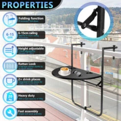 Randaco Table De Balcon Table Suspendue Balcon 60x40cm Table Suspendue Pliable 20KG Balcon Table Suspendue 10 Randaco Table De Balcon Table Suspendue Balcon 60x40cm Table Suspendue Pliable 20KG Balcon Table Suspendue -Promos Garde Plante Boutique 89691907 4