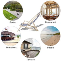 Randaco Chaise Longue Chilienne Chaise Longue Pliable Chaise Solaire Chaise De Jardin Bleu Blanc Avec Mains Courantes -Promos Garde Plante Boutique 89692137 3