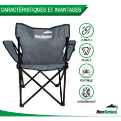 Chaise De Camping - Chaise De Pêche - Pliante - Gris - MaxxGarden -Promos Garde Plante Boutique 89716453 4